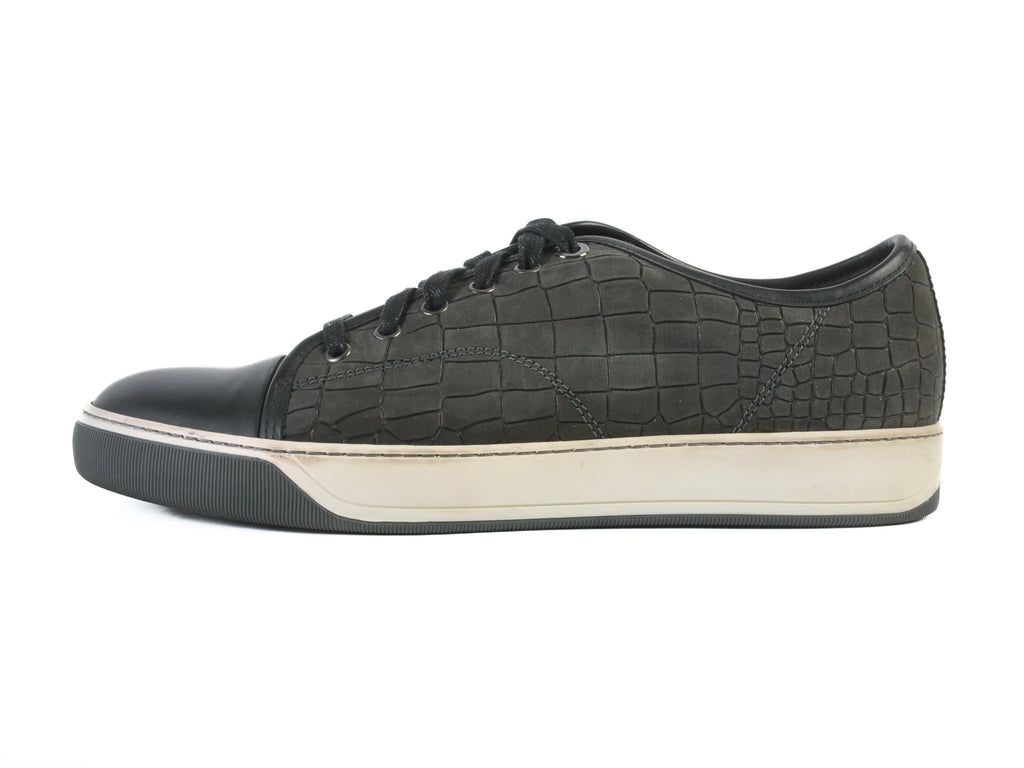 Lanvin Dark Grey Alligator Embossed Sneakers