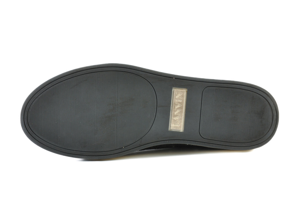 Lanvin Dark Grey Alligator Embossed Sneakers