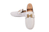 Hermes White Leather Driving Loafers