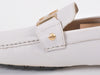 Hermes White Leather Driving Loafers