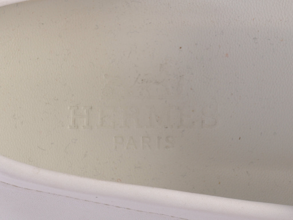 Hermes White Leather Driving Loafers