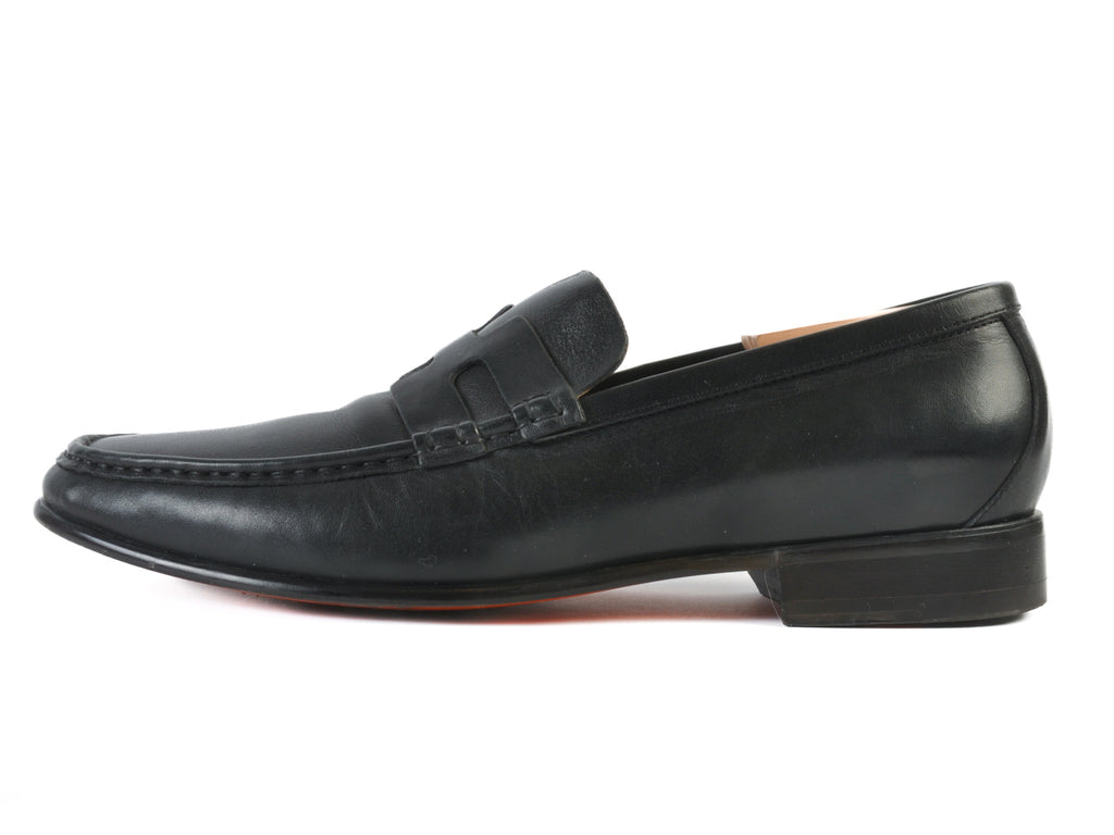 Hermes Black Leather Loafers