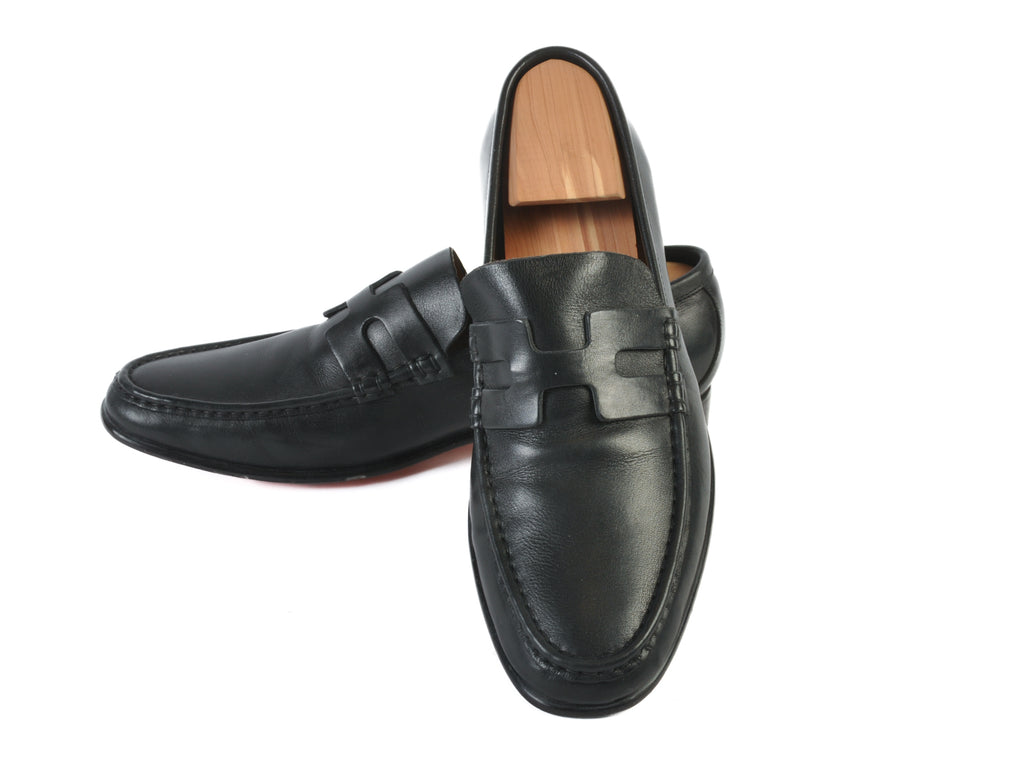 Hermes Black Leather Loafers