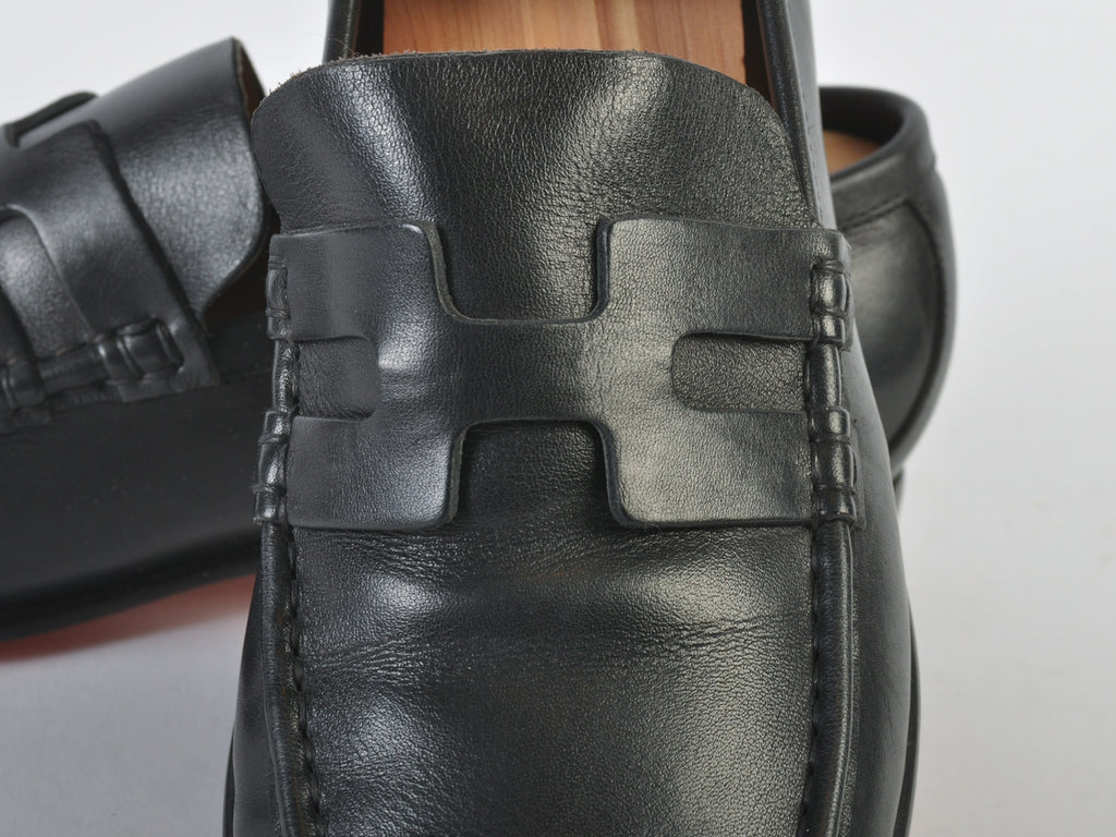 Hermes Black Leather Loafers