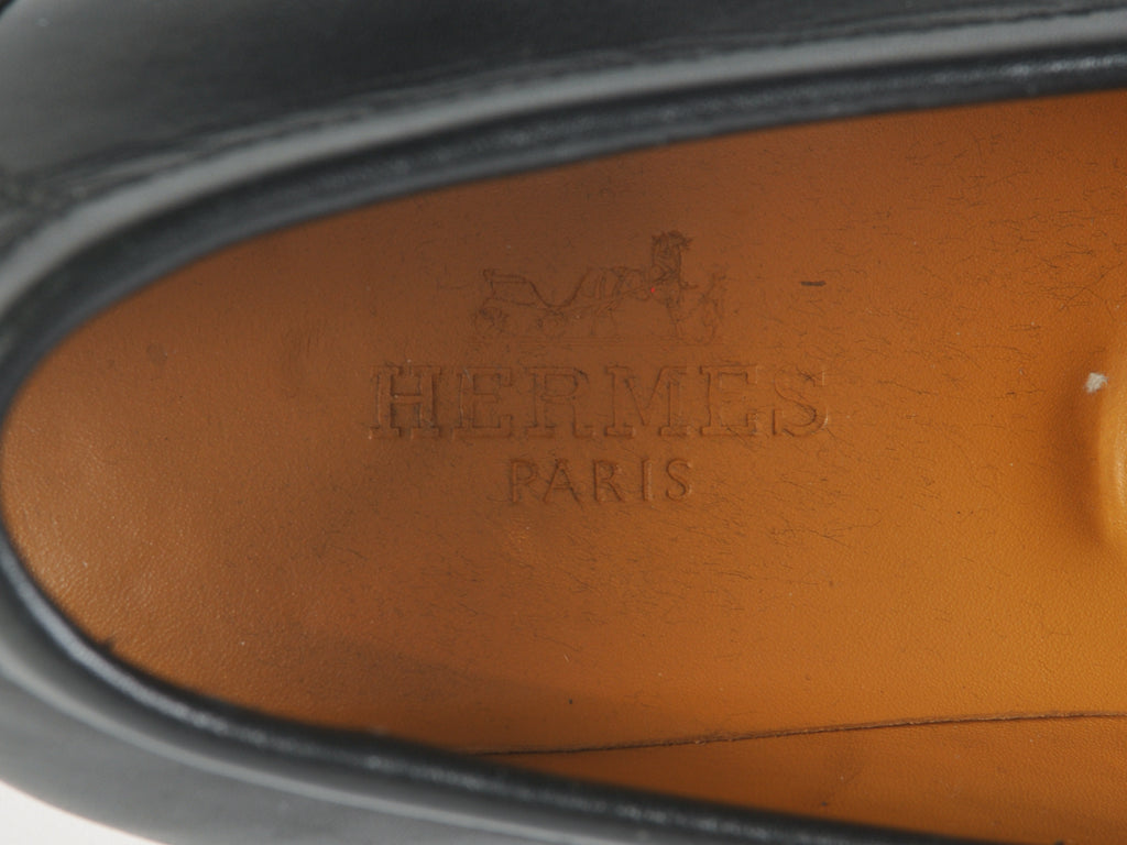 Hermes Black Leather Loafers