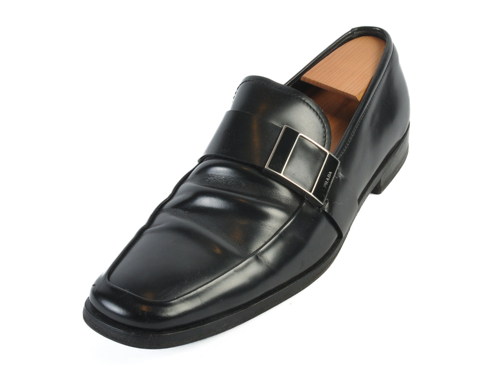 Prada Black Buckle Loafers