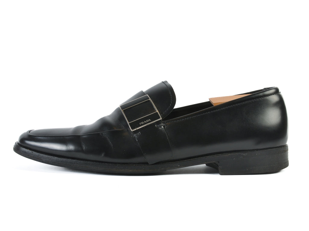Prada Black Buckle Loafers