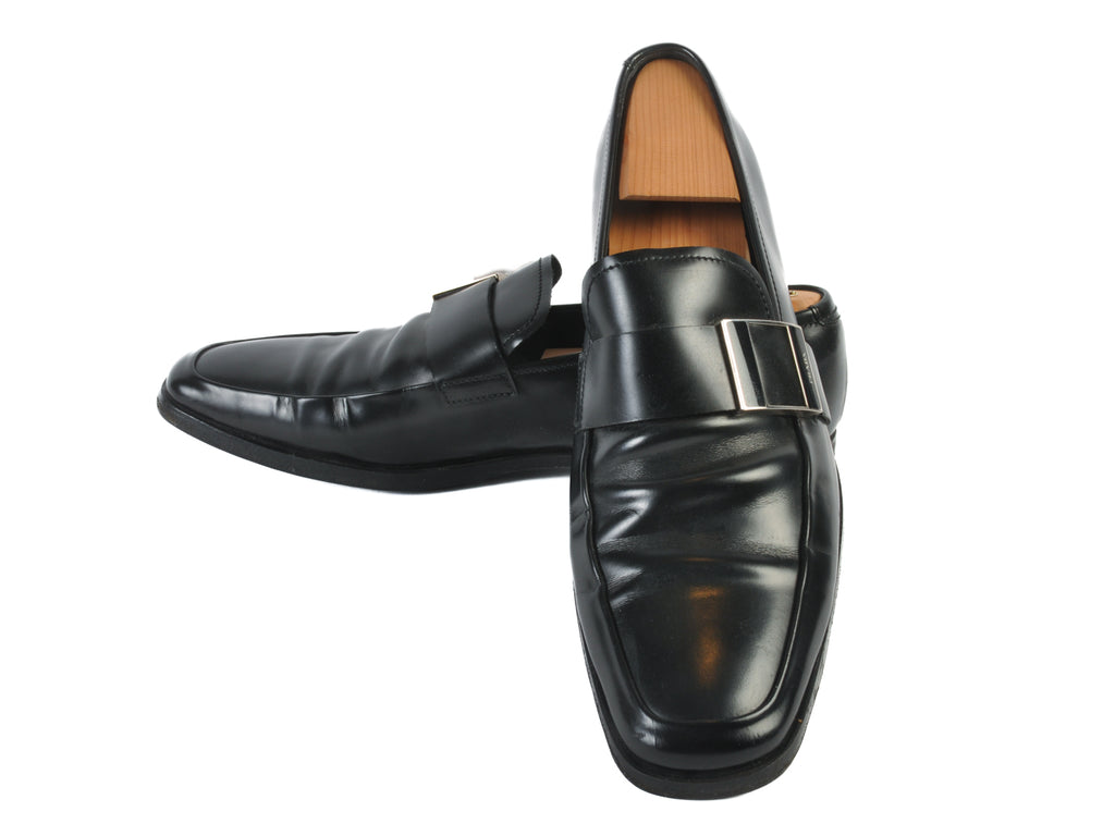 Prada Black Buckle Loafers