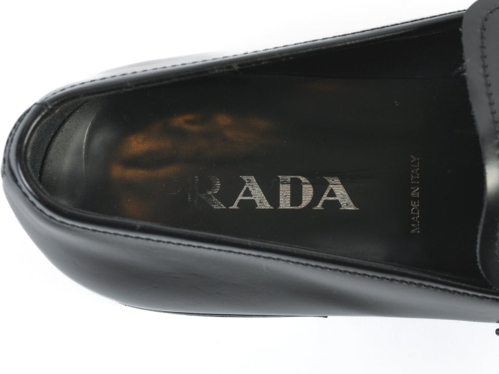 Prada Black Buckle Loafers