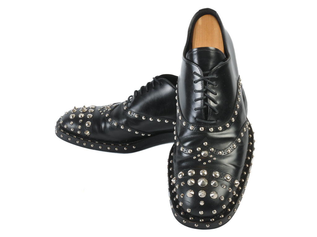 Prada Black Studded Oxford Shoes