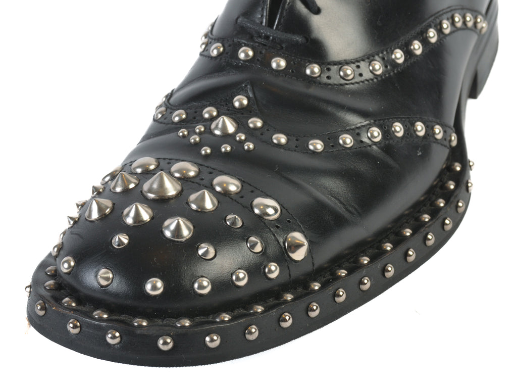 Prada Black Studded Oxford Shoes