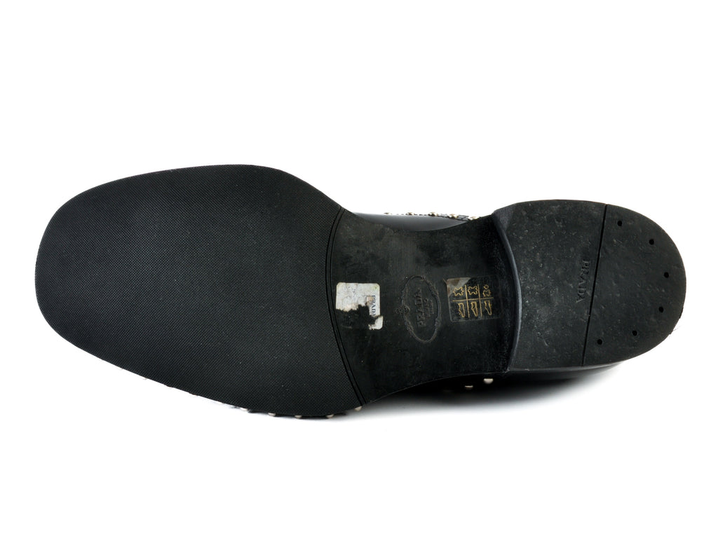Prada Black Studded Oxford Shoes