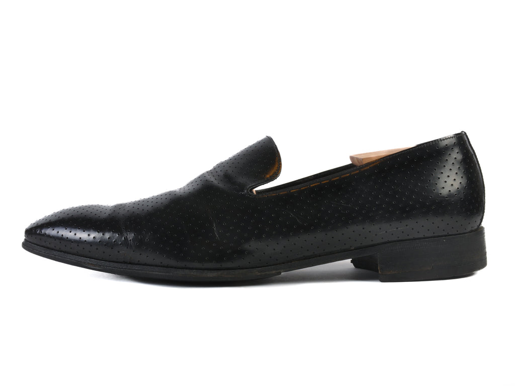 Prada Black Perforated Leather Slip-Ons