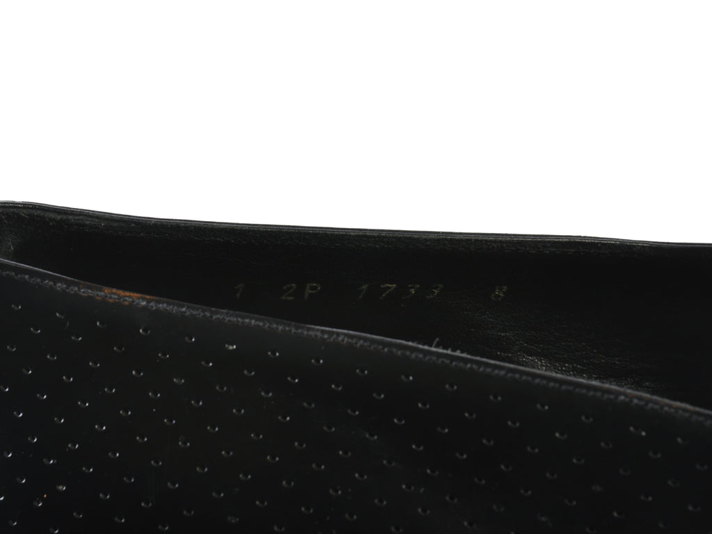 Prada Black Perforated Leather Slip-Ons
