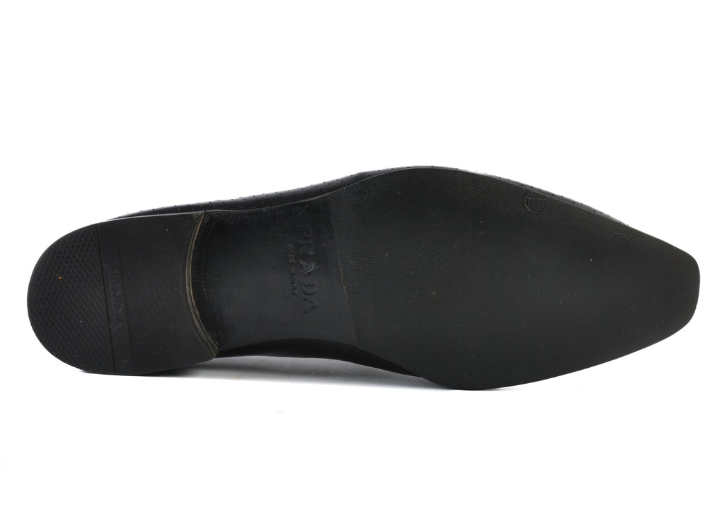 Prada Black Perforated Leather Slip-Ons