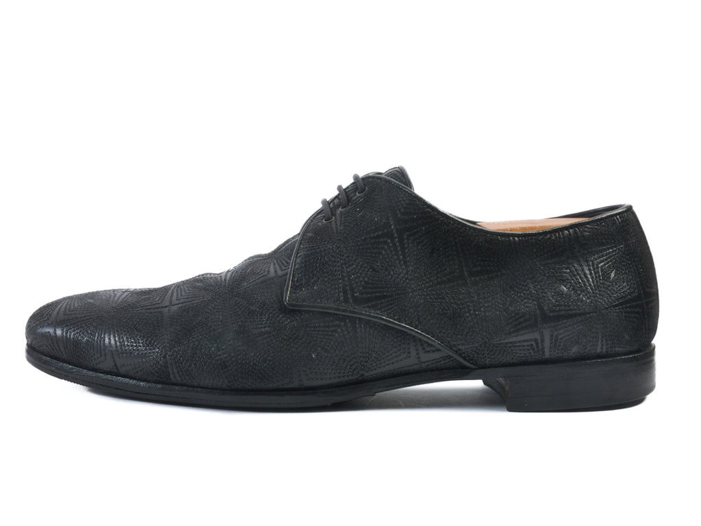 Prada Black Embroidered Leather Shoes