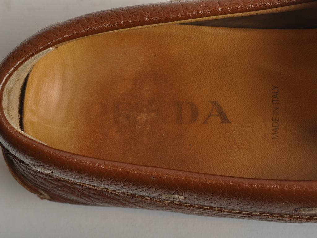 Prada Tobacco Brown Daino Driving Shoes