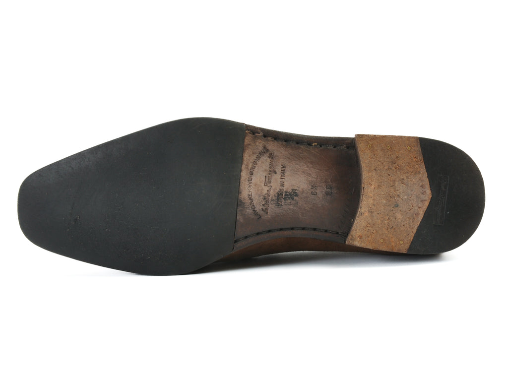 Salvatore Ferragamo Auburn Brown Calf Suede Rodeo Loafers
