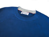 Brunello Cucinelli Blue Ribbed Cotton Crew Neck Sweater