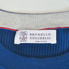 Brunello Cucinelli Blue Ribbed Cotton Crew Neck Sweater