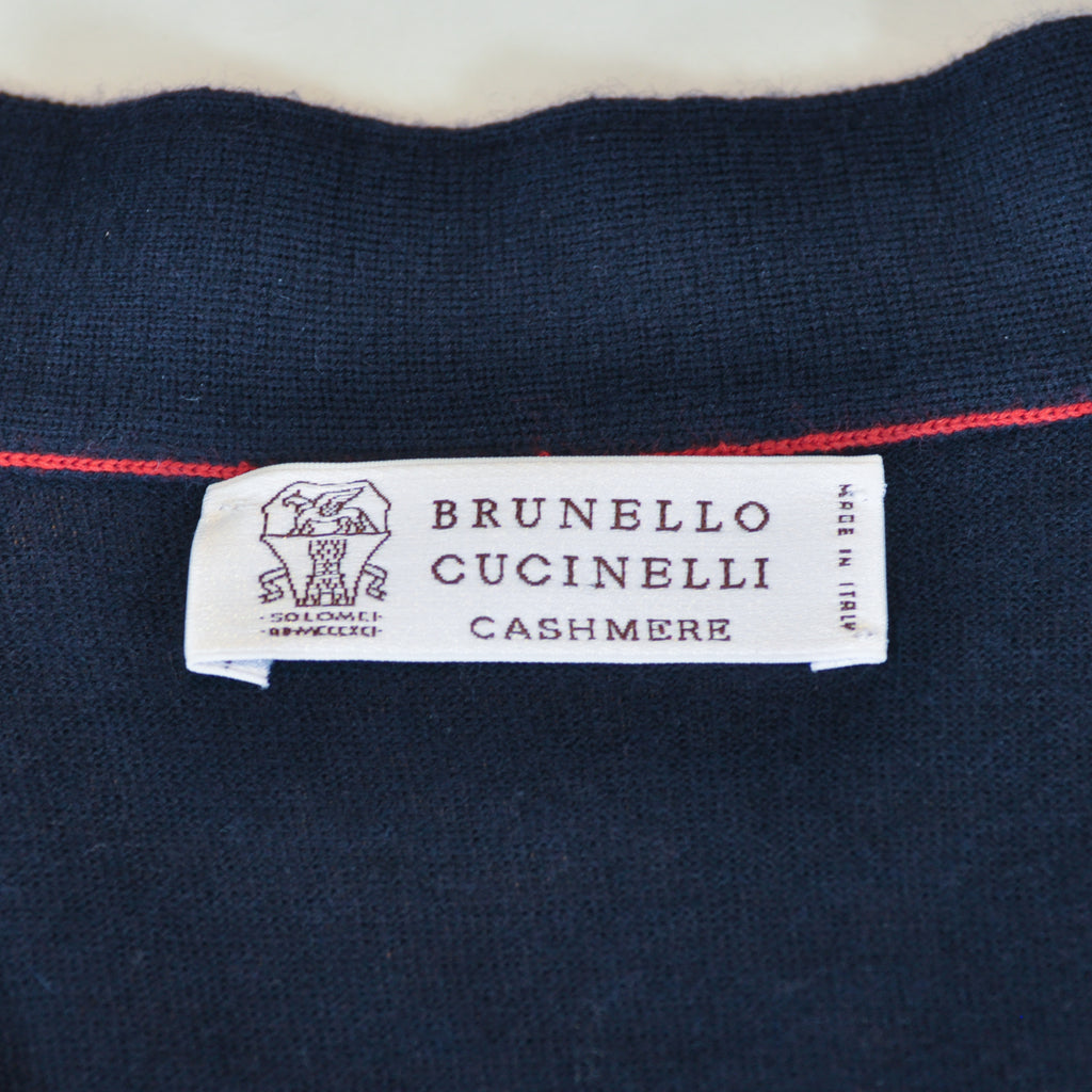 Brunello Cucinelli Navy Blue Lightweight Wool Cashmere Cardigan
