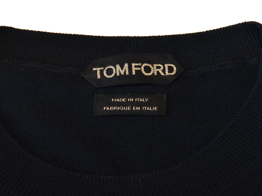 Tom Ford Navy Blue Wool Crew Neck Sweater