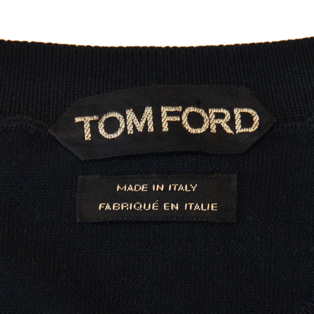 Tom Ford Navy Blue Wool Crew Neck Sweater