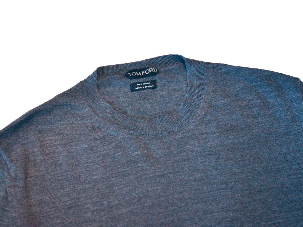 Tom Ford Grey Wool Crew Neck Sweater