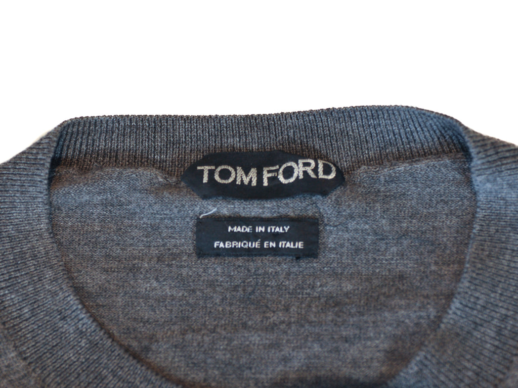 Tom Ford Grey Wool Crew Neck Sweater