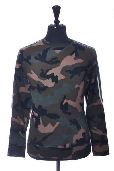 Valentino Stripe Sleeve Camo Crew Neck Sweatshirt