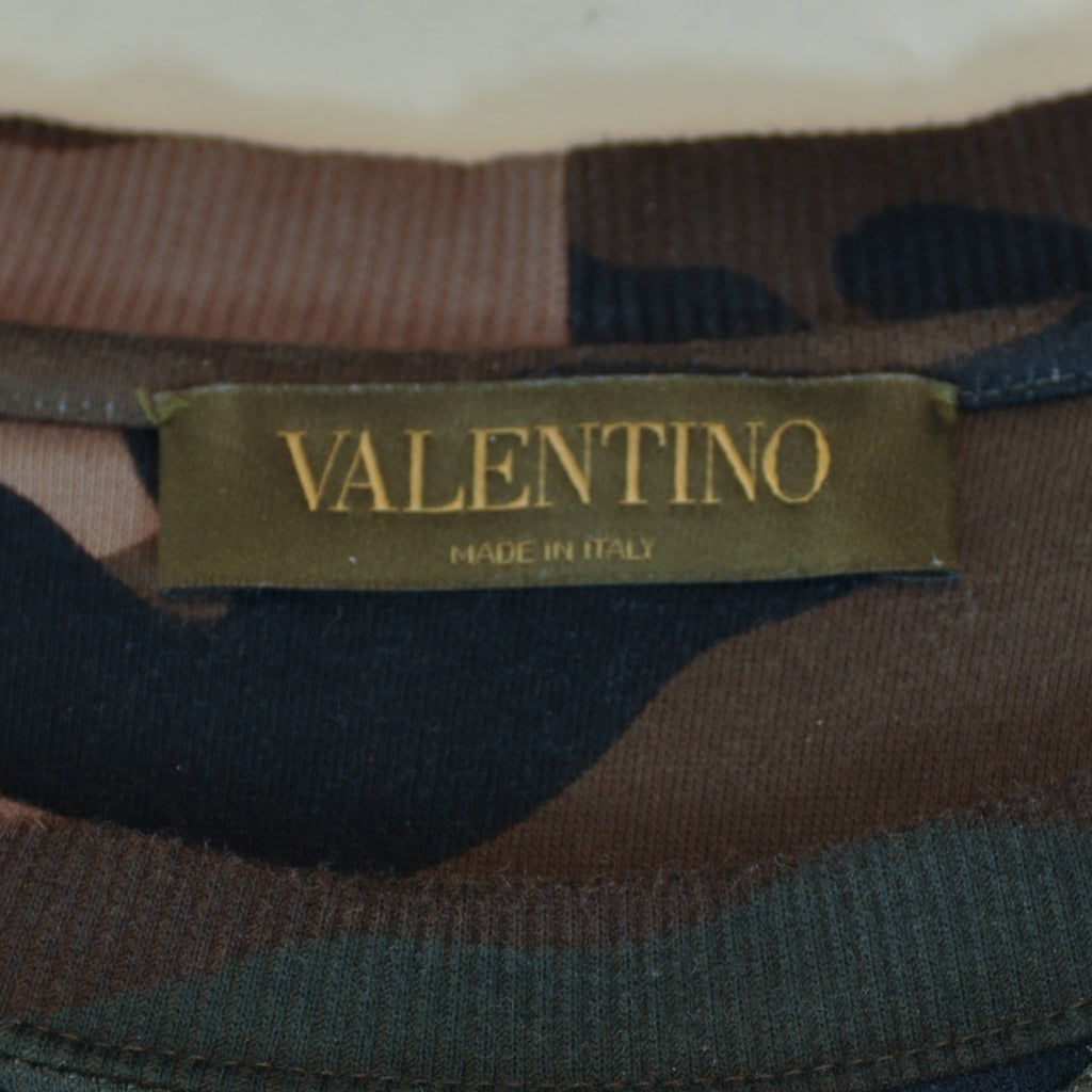 Valentino Stripe Sleeve Camo Crew Neck Sweatshirt