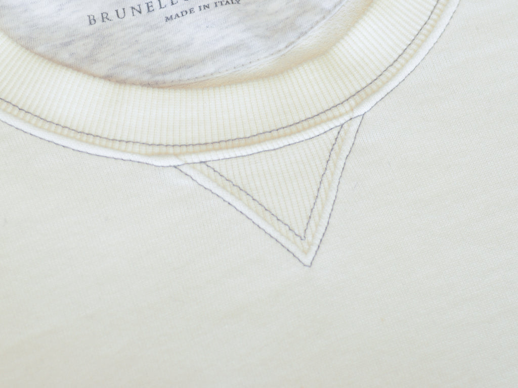 Brunello Cucinelli Ivory Cotton Crew Neck Sweatshirt