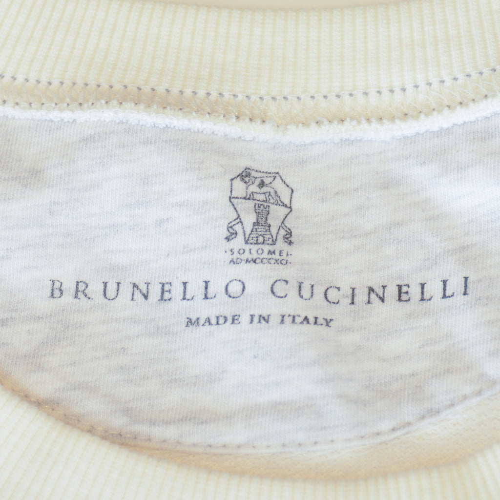 Brunello Cucinelli Ivory Cotton Crew Neck Sweatshirt