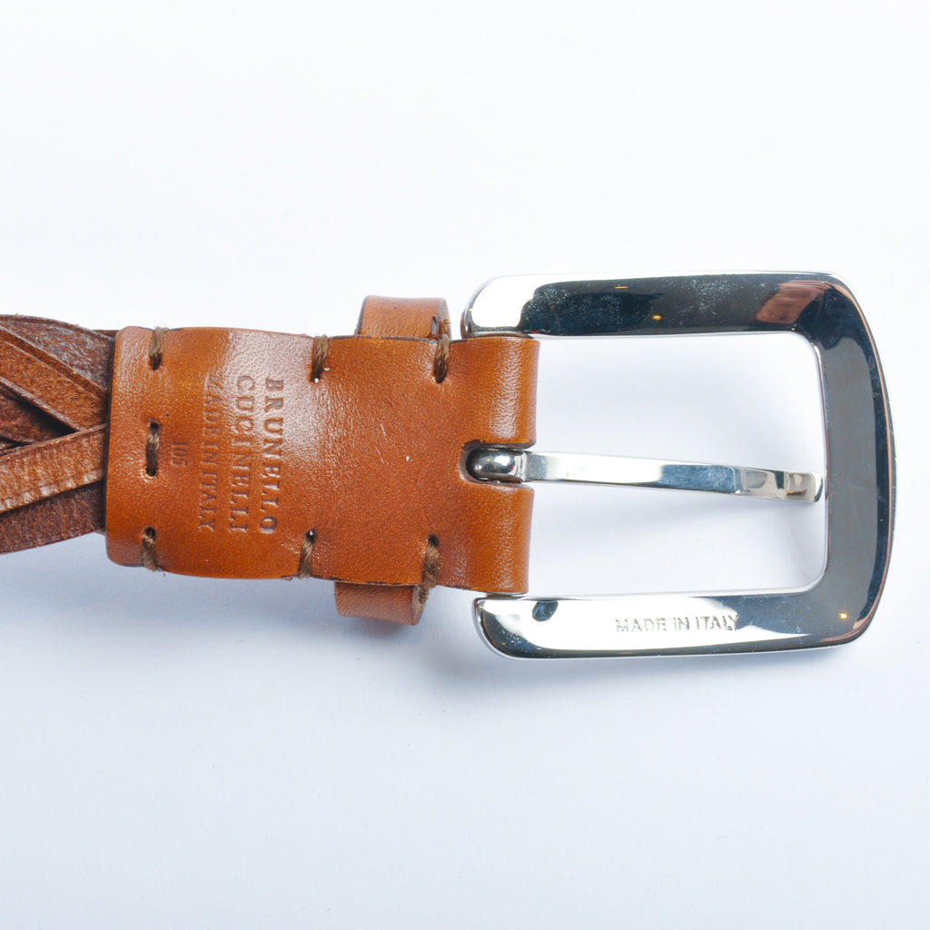 Brunello Cucinelli Brown Braided Leather Belt