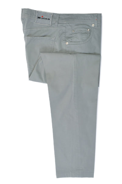 Kiton Grey Button Fly Chinos