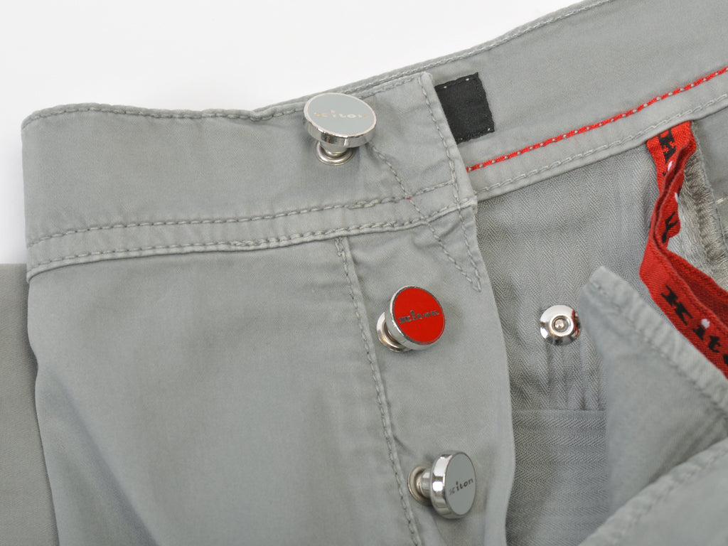 Kiton Grey Button Fly Chinos