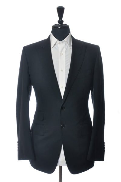 Tom Ford Black Wool Peak Lapel Suit