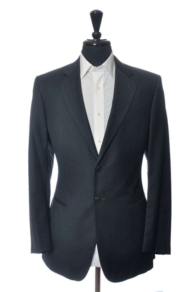 Giorgio Armani Grey Pinstriped Trader Blue Suit