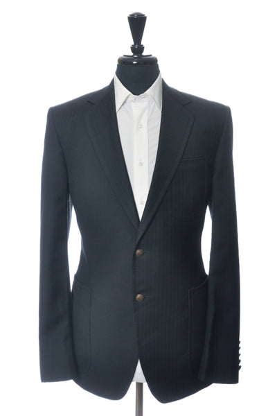 Edmonton Consignment Gucci Black Herringbone Patch Pocket Blazer 