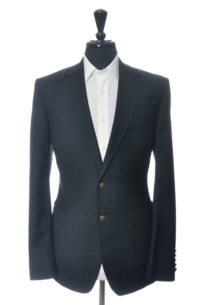 Edmonton Consignment Gucci Black Herringbone Patch Pocket Blazer 