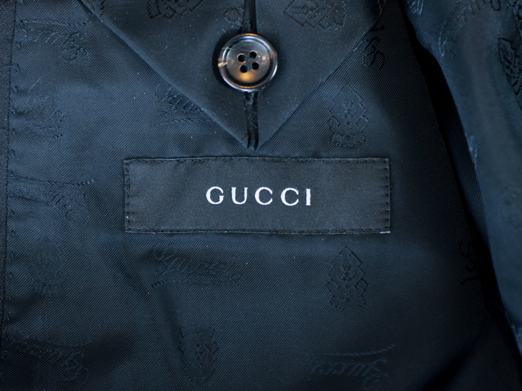 Edmonton Consignment Gucci Black Herringbone Patch Pocket Blazer 