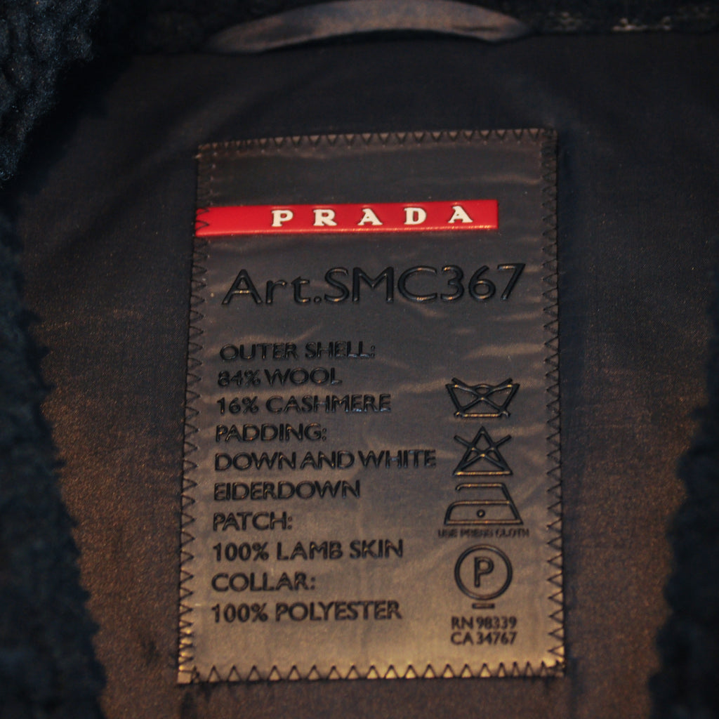 Prada Charcoal Grey Cashmere Blend Knit Down Jacket