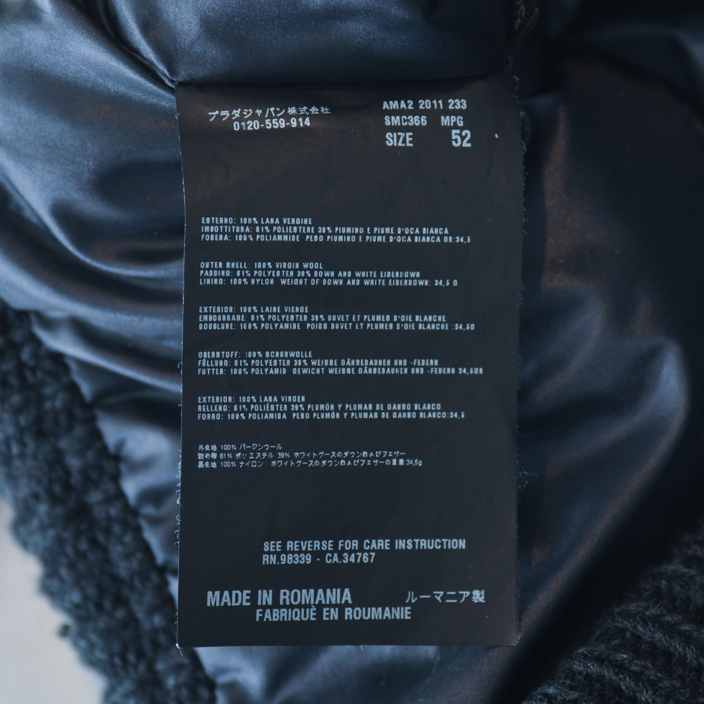 Prada Charcoal Grey Cashmere Blend Knit Down Jacket
