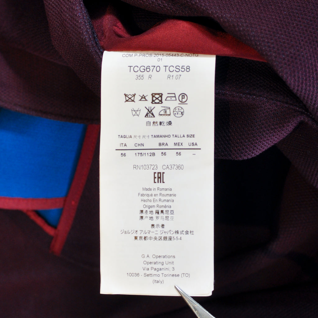 Armani Collezioni Merlot Cotton Jersey Twill Jacket