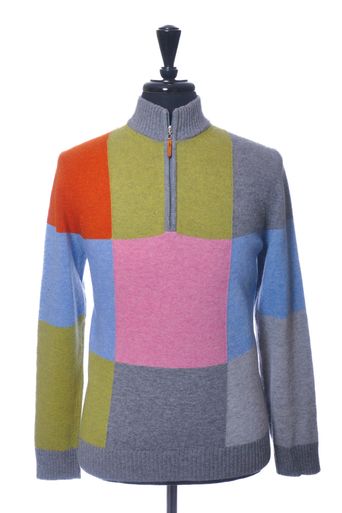Panicale Grey Color Block Supergeelong Quarter Zip