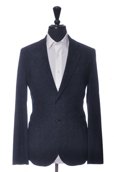 Harris Wharf London Navy Blue Check Unstructured Blazer