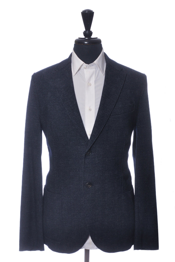 Harris Wharf London Navy Blue Check Unstructured Blazer