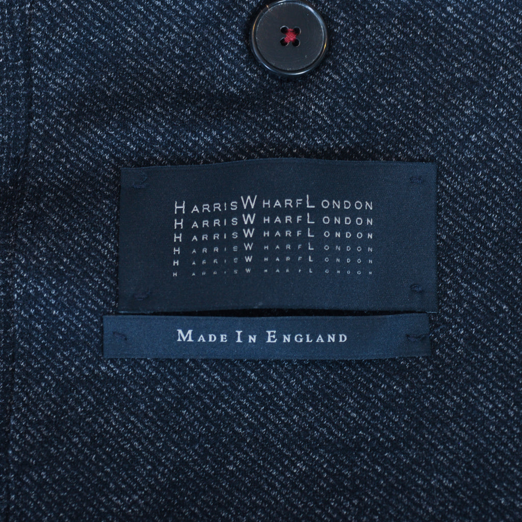 Harris Wharf London Navy Blue Check Unstructured Blazer