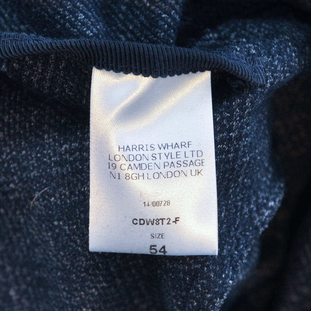 Harris Wharf London Navy Blue Check Unstructured Blazer