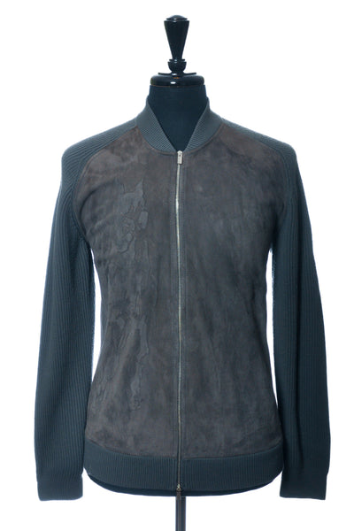 Hermes Grey Horse Embossed Suede Knit Jacket